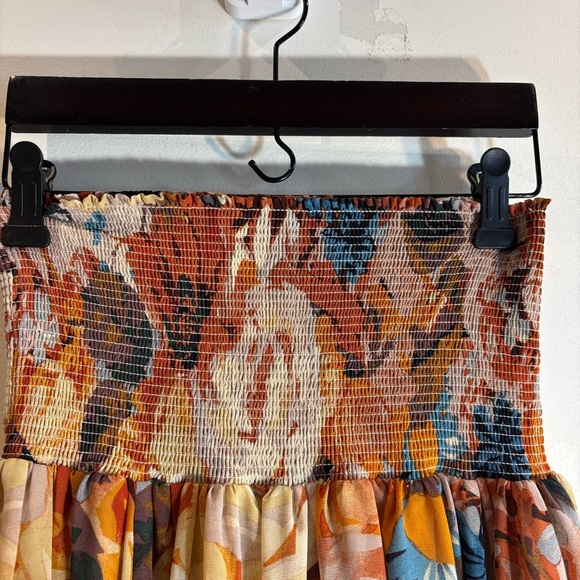 AKEMI + KIN Sz S Floral Smocked Covertible to Skirt Midi Dress Asymmetrical - Picture 3 of 8